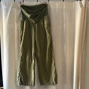 Old Navy maternity linen Olive Wide Leg pants